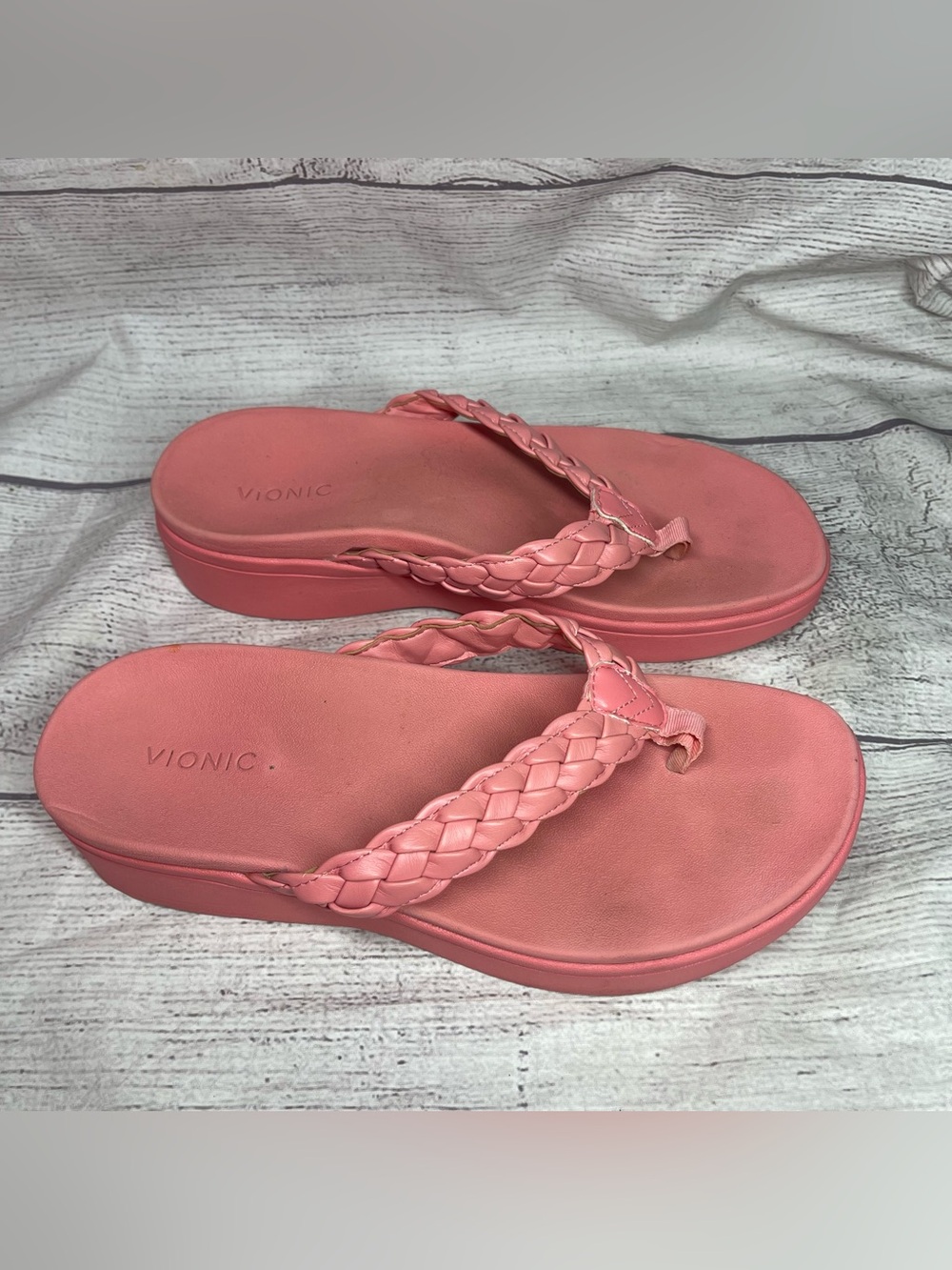 Vionic Women’s 9 (Wide) Kenji Thong Braided Flip Flop Sandals